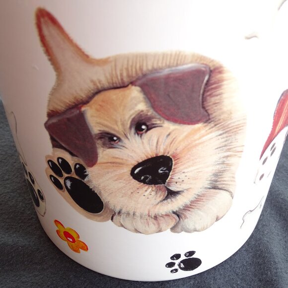 Vintage Dog Cookie Jar 9"Tx6.25"W with Paw Prints & Bones - Picture 2 of 12